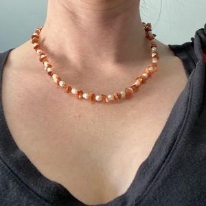 Bracelet and necklace, fresh water peals and stones